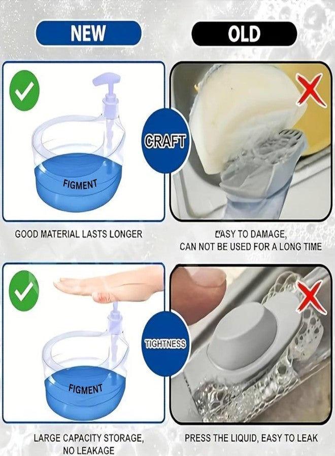 فيجمينت حامل موزع صابون الأطباق ذو الطبقتين من فيجمنت مع إسفنجة مجانية | موزع صابون ويدين بلاستيكي متعدد الأغراض للمطبخ، حوض الحمام، غسل الأطباق، التنظيف، منظم سطح الطاولة [400 مل] - Image 5